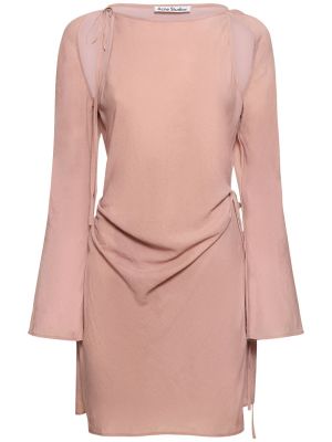 Sukienka mini z krepy Acne Studios różowa