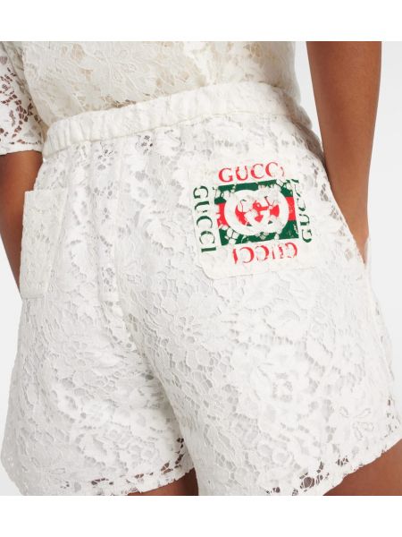 Pantalones cortos de flores de encaje Gucci blanco