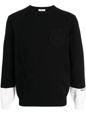 Sudadera con bordado de flores Valentino negro