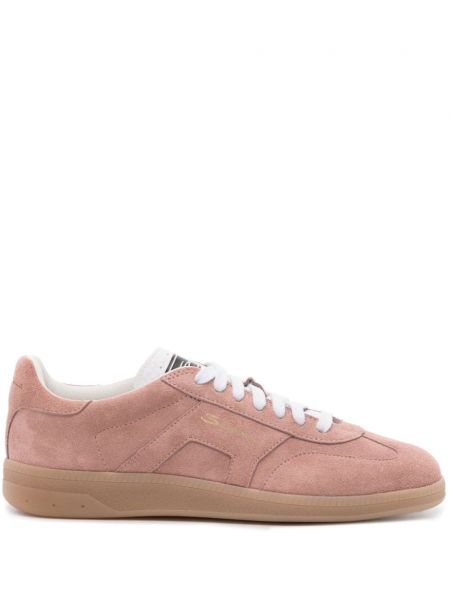 Szarvasbőr sneakers Santoni rózsaszín