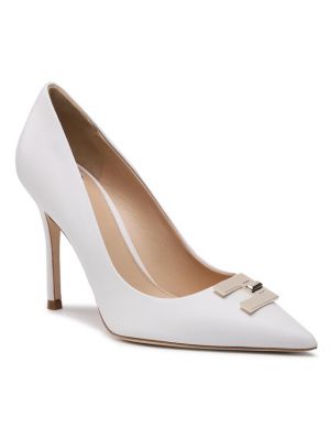 Полуотворени обувки с ток Elisabetta Franchi бяло