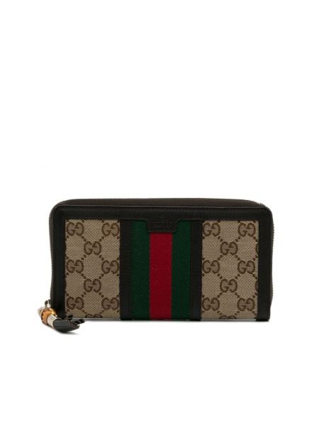 Bambusová peňaženka Gucci Pre-owned hnedá