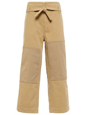 Voľné bavlnené cargo nohavice s vysokým pásom Etro béžová
