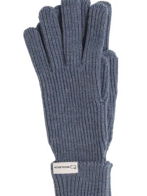 Шерстяные перчатки Woolrich голубые