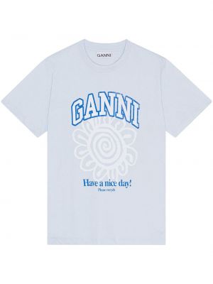Bavlněné tričko s potiskem Ganni