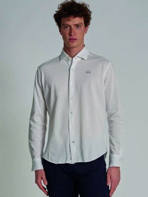 Bílá bavlněná hedvábná košile La Martina