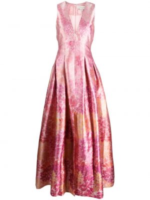 Коктейлна рокля с принт с абстрактен десен Sachin & Babi розово