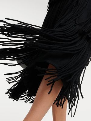 Kašmírové dlouhá sukně s třásněmi Lisa Yang černé