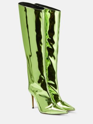 Stivali di gomma di pelle in pelle verniciata Alexandre Vauthier verde