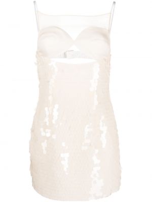 Коктейлна рокля с пайети Juneyen бяло