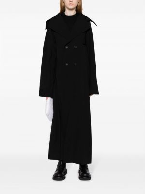 Vlněný kabát relaxed fit Yohji Yamamoto černý