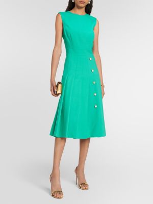 Πλισέ μάλλινη μίντι φόρεμα Oscar De La Renta πράσινο