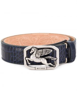 ETRO cinturón con hebilla de pegaso - Azul