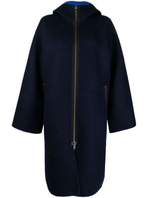 Voľný vlnený kabát s kapucňou Sofie D'hoore modrá