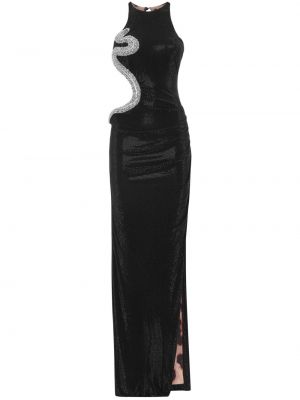 Křišťálové dlouhé šaty Philipp Plein černé