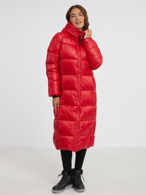 Červený prošívaný kabát s kapucí Sam 73
