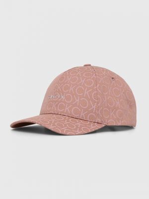 Памучна шапка с козирки с принт Calvin Klein розово