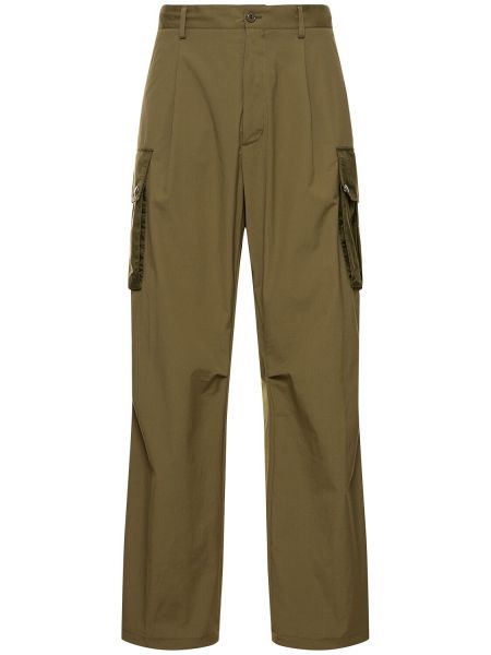 Памучни карго панталони Moncler зелено