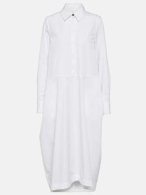 Pamučna midi haljina Jil Sander bijela