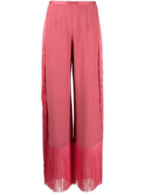 Rovné kalhoty s třásněmi Taller Marmo růžové