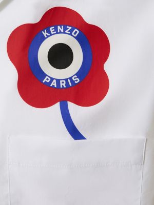 Памучна риза с принт с къс ръкав Kenzo Paris бяло