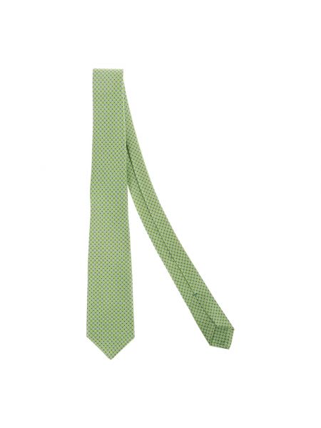 Jedwabny krawat w grochy Kiton zielony