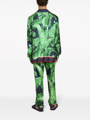 Hedvábná košile s potiskem Dolce & Gabbana zelená