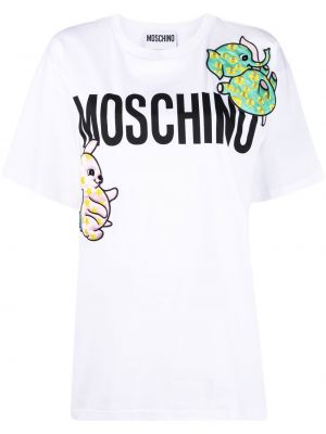 Baskılı pamuklu tişört Moschino beyaz