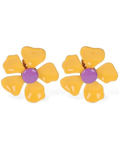 Boucles d'oreilles à fleurs à boucle Moschino jaune