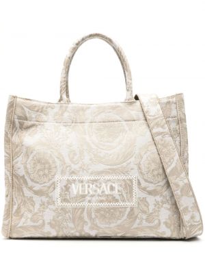 Borsa shopper in tessuto jacquard Versace