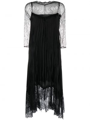 Csipkés pliszírozott midi ruha Nissa fekete