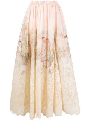 Midi sukně s potiskem Zimmermann růžové