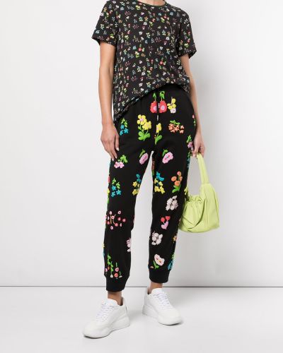 Pantalones de chándal de flores Cynthia Rowley negro