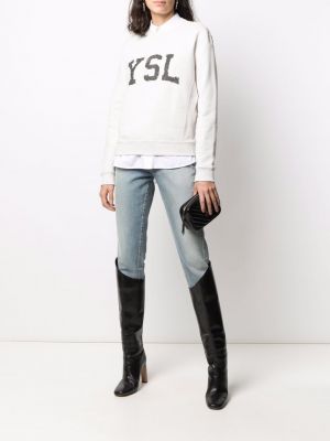 Sweatshirt aus baumwoll mit print Saint Laurent weiß