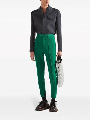 Spodnie slim fit plisowane Prada zielone