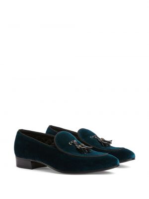 Loafers en velours Gucci bleu