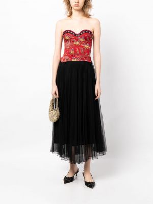 Květinová bandeau podprsenka s potiskem Christian Dior červená