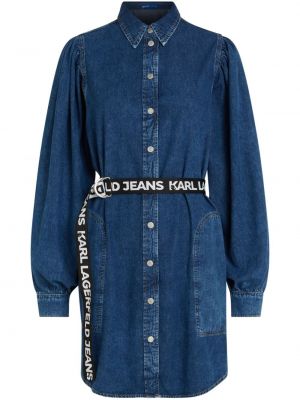Bavlnené košeľové šaty Karl Lagerfeld Jeans modrá
