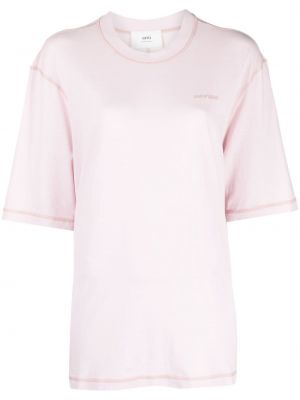 Bavlněné tričko Ami Paris růžové