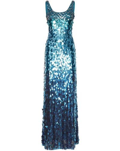 Dlouhé šaty s flitry Alberta Ferretti modré