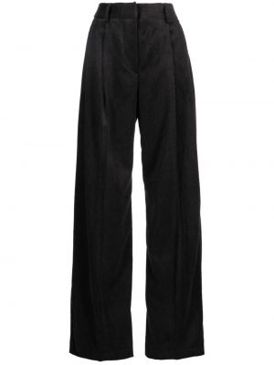 Plisované manšestrové rovné kalhoty Ermanno Firenze černé