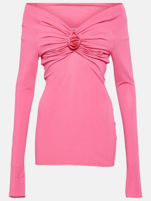 Top de tela jersey con apliques Blumarine rosa
