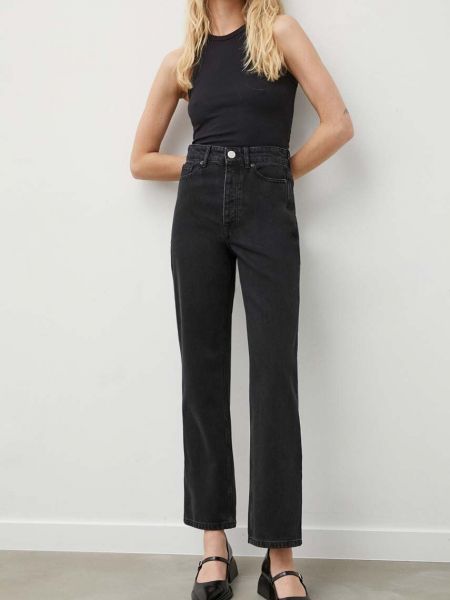 Czarne proste jeansy z wysoką talią By Malene Birger