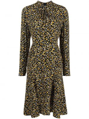 Svilena midi obleka s potiskom z leopardjim vzorcem Câllas Milano