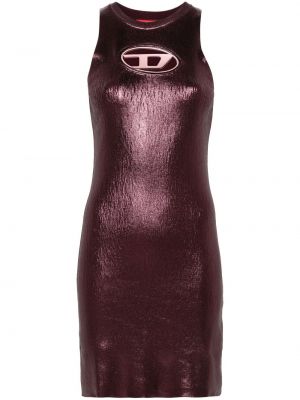 Pletené koktejlkové šaty Diesel fialová