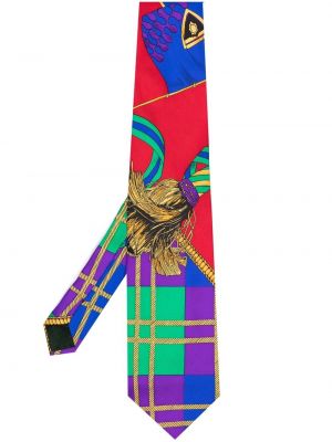 Hodvábna kravata s potlačou Versace Pre-owned červená