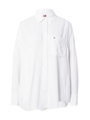 Voľná priliehavá rifľová košeľa Tommy Jeans biela