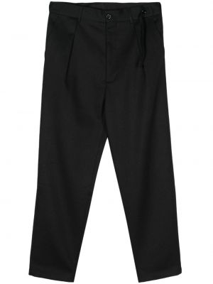 Hedvábné vlněné rovné kalhoty 4sdesigns černé