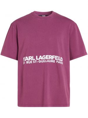 Tricou din bumbac cu imagine Karl Lagerfeld violet