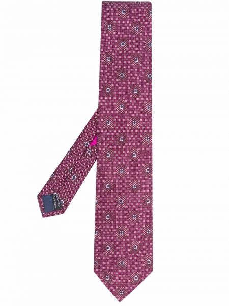 Corbata de seda con estampado con estampado abstracto Salvatore Ferragamo rojo